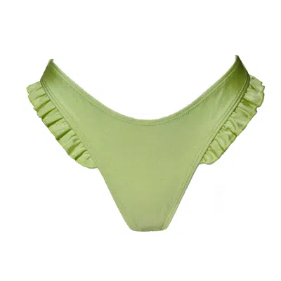 Marquise Swim Women's Bikini Bottom - Sienna Chayote "green" Ruffle In Brown