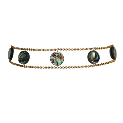 Marquise Swim Women's Black / Gold Necklace - Countess Choker Abalone & Gold