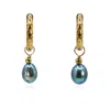 Marquise Swim Women's Blue / Green / Gold Earrings - Hoop Peacock Pearl & Gold