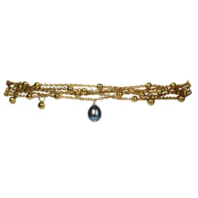 Marquise Swim Women's Blue Necklace - Renaissance Drop Peacock Pearl & Gold
