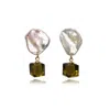 Marquise Swim Women's Brown / Gold / White Earrings Air Drop Keshi Pearl Gold Filled & Crystal