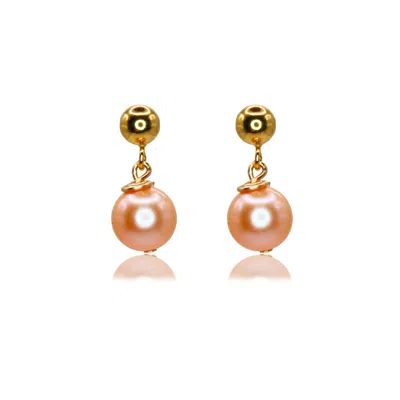 Marquise Swim Women's Earrings - Baby Doll Salmon Pink Pearl & Gold