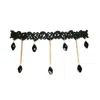 Marquise Swim Women's Gold / Black Necklace - Romantic Lace Choker Black Crystals
