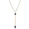 Marquise Swim Women's Gold / Blue Necklace - Y Gold & Peacock Pearl In Multi