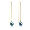 Marquise Swim Women's Gold / Green / Blue Earrings - Gold Chain & Peacock Pearl
