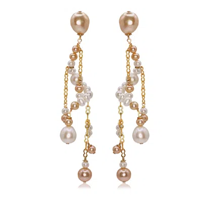Marquise Swim Women's Gold / Pink Earrings - Dna Pearl & Gold In Multi