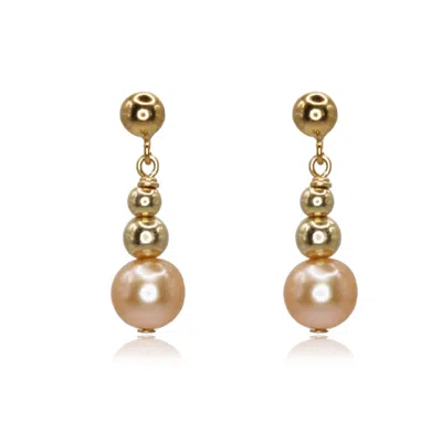 Marquise Swim Women's Gold / Pink Earrings - Doll Gold & Salmon Pearl In Multi