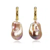 Marquise Swim Women's Gold / Pink Earrings - Gold Hoop & Pink Baroque Pearl In Multi