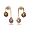 Marquise Swim Women's Gold / Pink Earrings - Pearl Chime & Gold In Multi