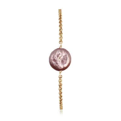 Marquise Swim Women's Gold / Pink / Purple Bracelet - Punctuation Coin Pink Pearl & Gold
