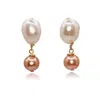 Marquise Swim Women's Gold / Pink / Purple Earrings - Clochette Pearl & Gold - Pink