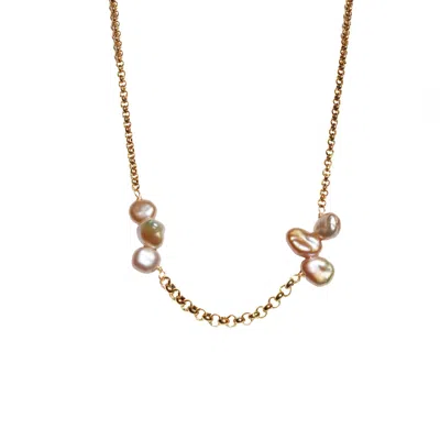 Marquise Swim Women's Gold / Pink / Purple Necklace - Minnie Pearl & Gold Chain