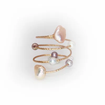 Marquise Swim Women's Gold / Pink / Purple Once Upon A Time - Tale Six. Pearl & Gold Ring In Multi