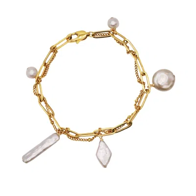 Marquise Swim Women's Gold / White Bracelet - Multi Pearl & Gold