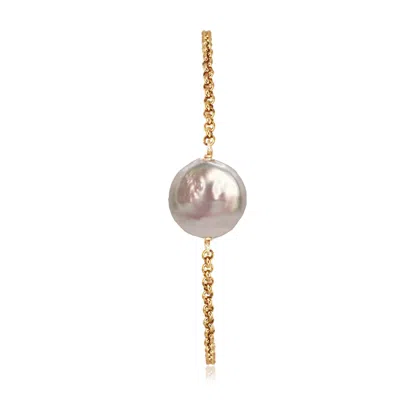 Marquise Swim Women's Gold / White Bracelet - Punctuation Coin White Pearl & Gold