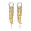 Marquise Swim Women's Gold / White Earrings - Gold Waterfall & White Pearl