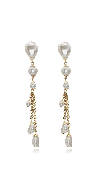 Marquise Swim Women's Gold / White Earrings - Parade Gold & White Pearl In Multi
