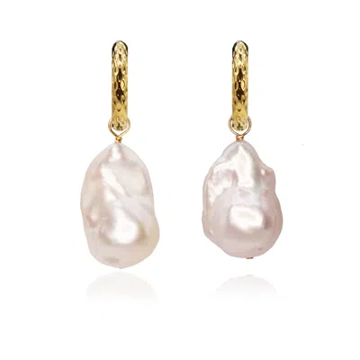 Marquise Swim Women's Gold / White Earrings Hoop Baroque Pearl & Gold