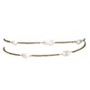 Marquise Swim Women's Gold / White Necklace - Garland Choker White Keshi Pearl