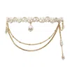 Marquise Swim Women's Gold / White Necklace - Rêverie Choker Lace Pearl & Gold