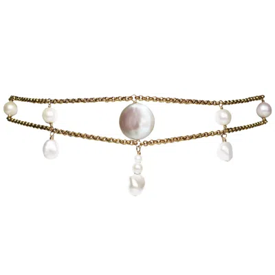 Marquise Swim Women's Gold / White Necklace - White Pearls & Gold Garden Choker