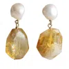 Marquise Swim Women's Gold / White / Pink Four Seasons Earrings - Citrine Pearl & Gold In Brown