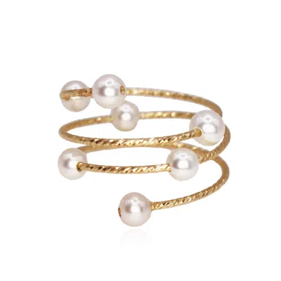 Marquise Swim Women's Gold / White Ring  - Abacus Adjustable Gold & White Pearl In Multi