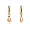 Marquise Swim Women's Gold / Yellow Earrings - Gold Hoop Freshwater Salmon Pearl In Gold