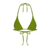 Marquise Swim Women's Green Bikini Top Shiny Canvas String - Olive In Green