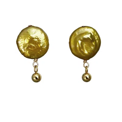 Marquise Swim Women's Green / Yellow / Gold Earrings - Monocle Freshwater Pearls Gold