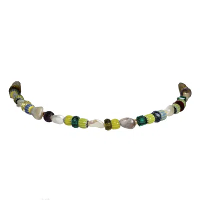 Marquise Swim Women's Necklace - Toy Gold & Keshi Pearl Citrine Murano Glass Bead