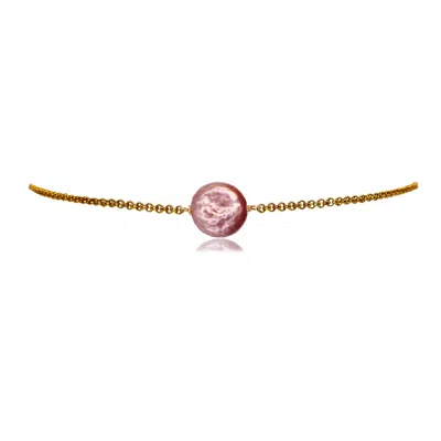Marquise Swim Women's Necklace - Punctuation Pink Pearl & Gold Choker