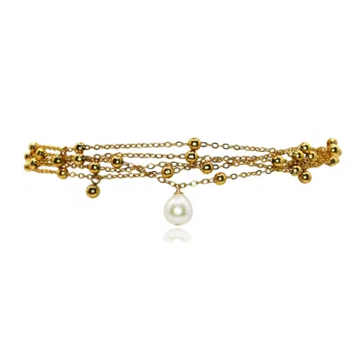 Marquise Swim Women's Necklace - Renaissance White Drop Pearl & Gold