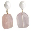 Marquise Swim Women's Pink / Gold / White Four Seasons Earrings - Pink Quartz Pearl & Gold In Gray