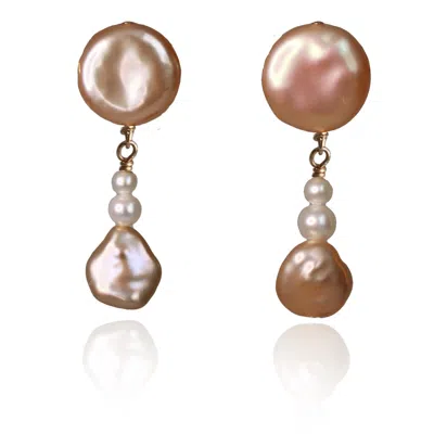 Marquise Swim Women's Pink / Purple Earrings Boudoir Coin Keshi Pearl & Gold Filled