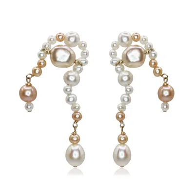 Marquise Swim Women's Pink / Purple / White Earrings - Seahorse White Pearl & Gold