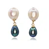 Marquise Swim Women's White / Gold / Blue Earrings - Clochette Pearl & Gold - Peacock