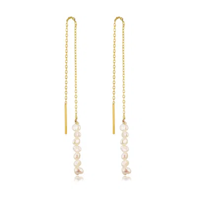 Marquise Swim Women's White / Gold Earrings - Gold Chain & Pearl Drops