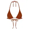 Marquise Swim Women's Yellow / Orange Bikini Top Shiny Canvas String - Copper In Yellow/orange