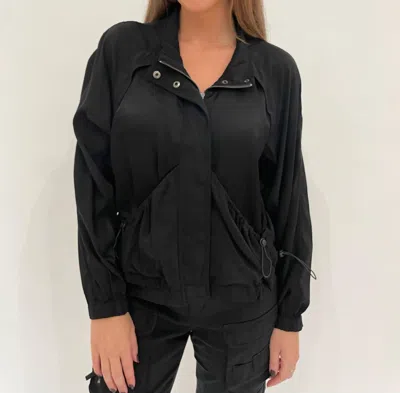 Marrakech Bali Stretch Cupro Windbreaker Jacket In Black