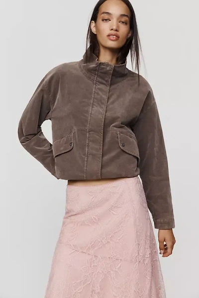 Marrakech Corduroy Funnel-neck Jacket In Beige