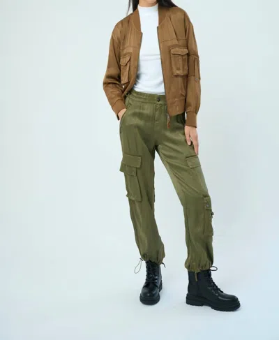 Marrakech Enika Silky Cargo Pants In Pine In Silver