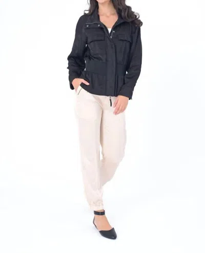 Marrakech Solara Viscose Satin Peplum Jacket In Black