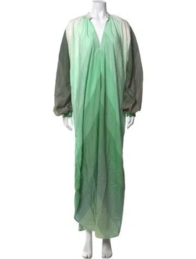 Pre-owned Marrakshi Life Colorblock Pattern Long Dress In Green