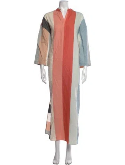 Pre-owned Marrakshi Life Colorblock Pattern Long Dress In Orange