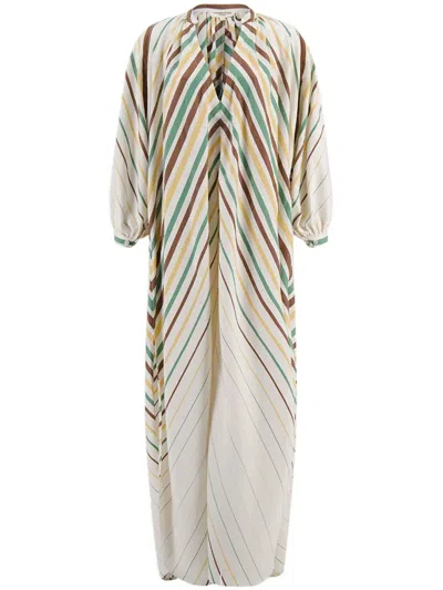 Marrakshi Life Cotton V-neck Maxi Dress In Multi