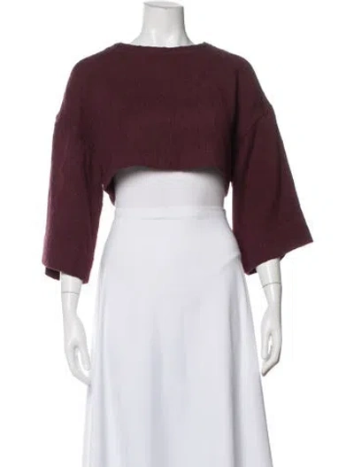 Pre-owned Marrakshi Life Crew Neck Three-quarter Sleeve Crop Top In Burgundy