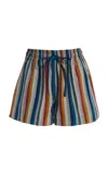 Marrakshi Life Exclusive High-waisted Striped Cotton-blend Shorts In Multi