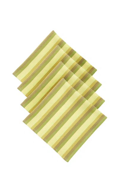 Marrakshi Life - Exclusive La Isla Set-of-four Cotton Napkins - Stripe In Green