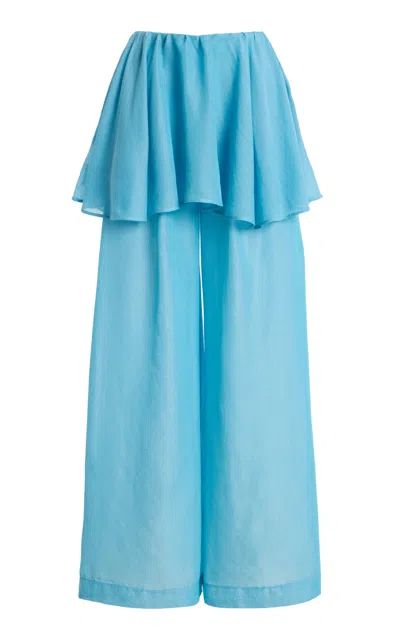 Marrakshi Life Exclusive La Isla The Cotton Peplum Pants In Blue